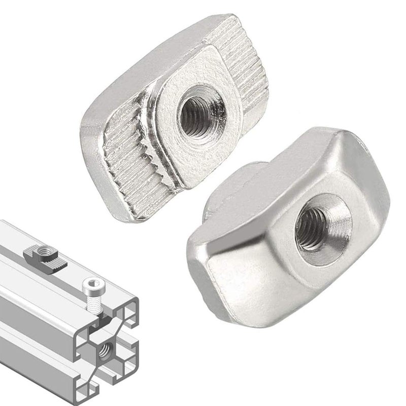 SDY 50pcs 3030 Series M4 Thread T Nuts Hammer Head Fastener Nut Sliding T-Nut,Nickel Plated Carbon Steel Nut for 30 Series Aluminum Extrusion Profile T Slot 8mm (3030 Series M4) - Image 1